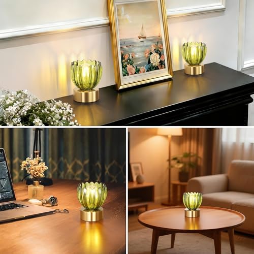 Shenmoyl Cordless Small Table Lamp with 5200mAh Battery & Touch Control, Battery Operated Tulip Table Lamp with 3 Colors, Rechargeable Mini Table Lamps for Bedsides, Bedroom, Nightstand (Green) - Image 5