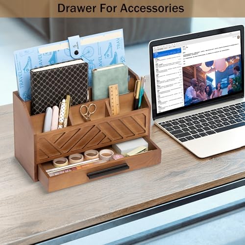 Desk Organizer with Drawer, Countertop Bill Mail Organizer and File Storage - Image 3