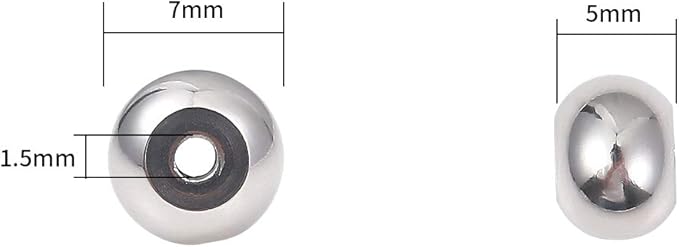 Stainless Steel Spacer Beads 7x5mm Rondelle Loose Charm Caps Beads for DIY Jewelry Making 100pcs with 1.5mm Hole