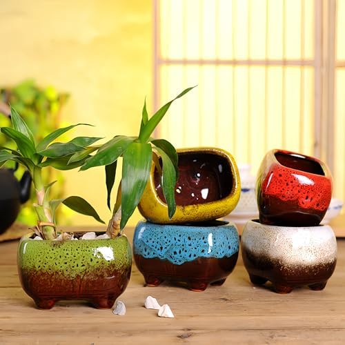 Cute 4.7 Inch Rectangle Ceramic Home Garden Decoration Succulent Cactus Flower Pots Container -Plant Not Included (Red) - Image 5