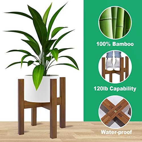 Rnined Adjustable Plant Stand Indoor,Bamboo Mid Century Modern Plants Stands, Stable Plant Holder,Fit 8 9 10 11 12 inch Pots (Pot & Plant Not Included) (Pack of 20) - Image 2