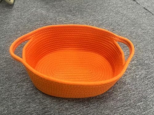 ABenkle Small Basket with Handles, Boho Decorative Rope Woven Dog Cat Toy Storage Bin Shelf Storage Organizer, Easter Christmas Gift Basket, 12"x8"x5" - Image 5