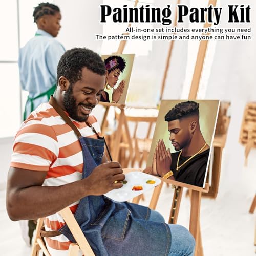 VOCHIC Sip and Paint Kits for Adults Date Night Painting Kit Couples Party Pre Drawn Canvas 2 Pack Pray Couple 8 x10 in - Image 3