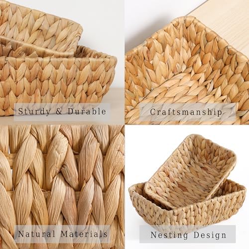 Small Wicker Baskets for Organizing 2 Pack, Hand Woven Baskets for Storage, Towels and Toilet Paper Organization, Woven Gift Basket,Countertop Baskets Set for Organizing - Image 4