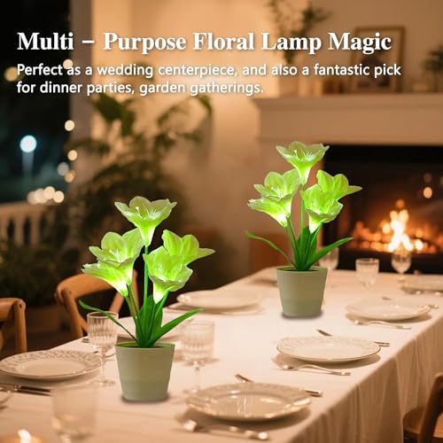 Artificial Lily Fower Lamp - Artificial Potted Flower Light, Christmas Birthday Gifts for Women Wife Girlfriend Mom Anniversary Bedroom Bar Coffee Shop Night Light Lamp Home Decor - Image 4