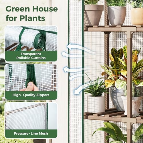 Bamworld 3-Tier Wooden Greenhouse 54" Tall Portable Green House - Image 5