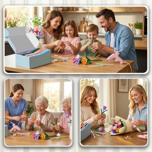 NREDXOON Pipe Cleaner Flower Kit w/Glue Gun, 1300pcs 20 Colors Teen Craft - Image 3