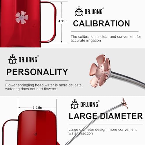 Watering Can Indoor for House Plants Small Watering cans with Long Spout Flower Model Sprinkler Head 1.2L (Red, 1.2L) - Image 3