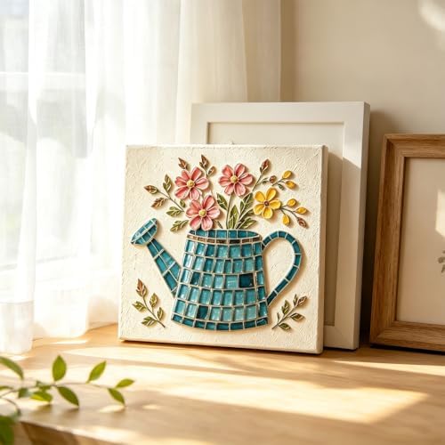 Garden Flowerpot Mosaic Art Kit Floral,Mosaic Art Kits for Adults (Style H) by Unknown