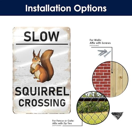 Slow Squirrel Crossing Vintage Tin Sign,Vintage Farm Decor Squirrel Warning Tin Poster Street Decor Signs for Home Garden Yard Bar Pub Outdoor Man Cave Decor 8 X 12 Inch - Image 4