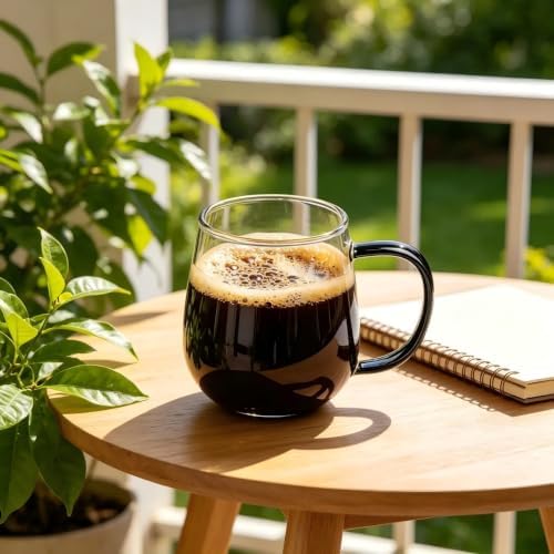 4 Pack 16 oz Clear Glass Coffee Mug with Black Handle, Lead-Free Glass Mugs Set for Latte Tea Cappuccino Hot Cold Drinks Home Office Daily Use - Image 5