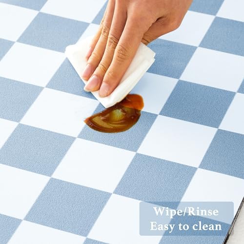 Ohocut Checkered Dish Drying Mat for Kitchen Counter, Coffee Bar, Coffee Station Accessories, Retro Cute Aesthetic Modern Absorbent Drainer Mat Kitchen Drying Mat Easy Clean, Blue 16" x 24" - Image 5