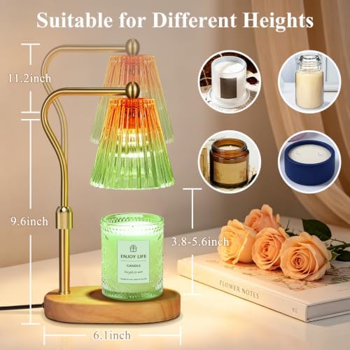 seenlast Red Green Candle Warmer Lamp with Timer Dimmer Adjustable Height,Mothers Day Gifts,Electric Wax Warmer Vintage Home Decor for Scented Jar Candles,Birthday Gifts for Women - Image 3
