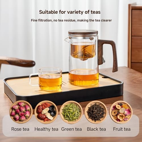 23oz Magnetic Glass Teapot, Enchanti Tea Pot，Glass teapot with infuser，Tea Water Separation, One Touch Automatic Water Discharge, All Glass Inner Liner, High Borosilicate Glass Tea Infuser - Image 2