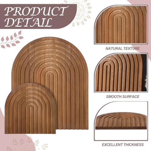 Chunful 2pcs Arch Cutting Board Boho Shelf Decor, Brown, Pine - Image 4