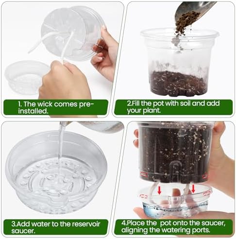 MIXC 18 Pack 6.5/5/4 Inch Self Watering Pots for Indoor Plants-Clear - Image 5