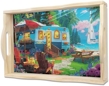 EWJRNSF Scenery Diamond Art Tray Wooden Serving Tray Gift Decor 9.8×13.8 in by EWJRNSFDiamondPainting