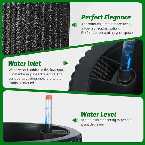 Garvee Self-Watering Planters, Set of 2, 14.2 Inch Tall Plant Pots - Image 3