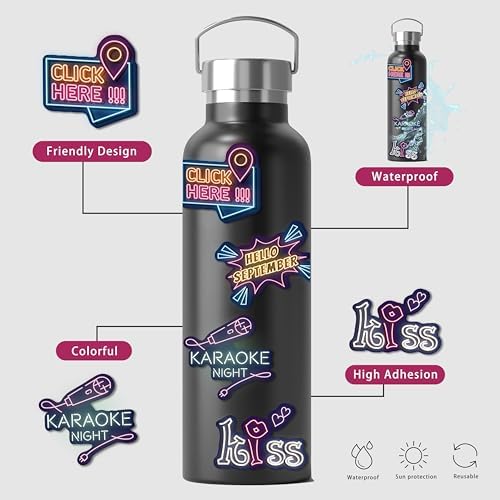140 Pcs Neon Vinyl Stickers - Waterproof Cool Cute Aesthetic Stickers for Kids Teens Adults | Water Bottle Laptop Classroom Journaling Scrapbook Decor - Image 4