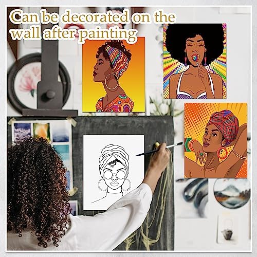 Ctosree 12 Pcs Pre Drawn Canvas for Painting,Women,8 x 10 Inch - Image 5