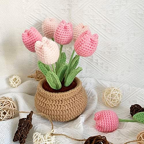 Lily's Lyric Flower Crochet Kit | Tulip Flowerpot | Step-by-Step Video Tutorial for Adults Teenagers | DIY Home Decoration Craft Gift Idea Pink - Image 5