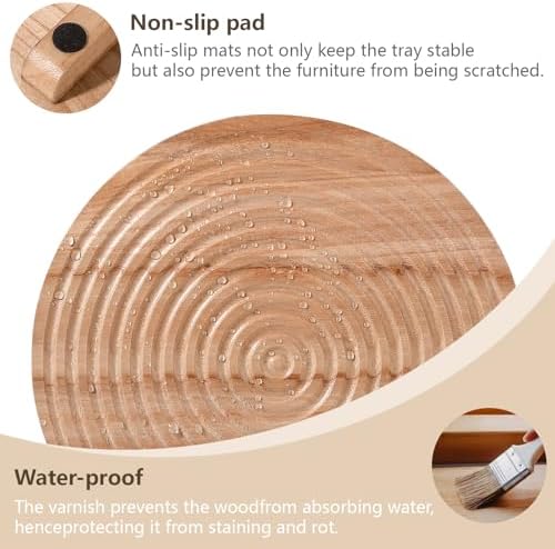 Round Decorative Tray Farmhouse Bathroom Decor Wood Riser, 9" Burlywood - Image 4