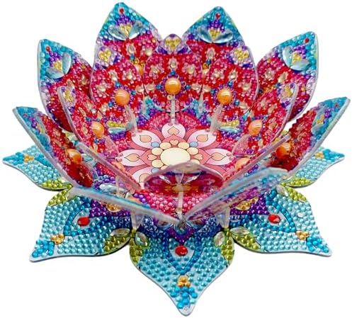 jinglinhh DIY Mandala Lotus Diamond Art Painting Aromatherapy Candle Holder Kit for Adults, Acrylic Diamond Art Tabletop Candlestick Holder Tray Ornaments Craft Project for Beginners(Red Lotus) by Unknown