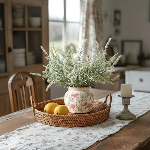 SIDUCAL Ceramic Red Rose Floral Vase with Wide Mouth Lace, 4.84 Inch Cracked Chinoiserie Rustic Farmhouse Vases, Pastoral Retro Vase for Home Decor, Table, Living Room, Bathroom, Shelf, Wedding - Image 5