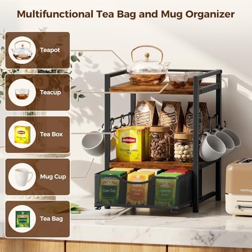 Plaviya 3-Tier Tea Bag Organizer with Drawer for Countertop - Image 6