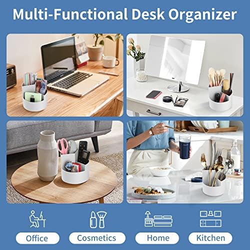 Desk Pencil Pen Holder, 3 Slots 360-Degree Spinning Organizers, Desktop Storage Stationery Supplies, Cute Cup Pot for Office, School, Art Supply, Kids - Gray - Image 5