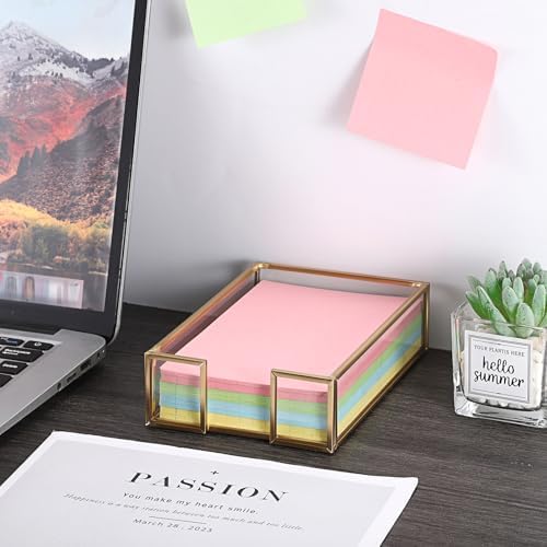 BTSKY Golden Glass Sticky Note Holder for 4x6 Inch Sticky Notes - Image 2