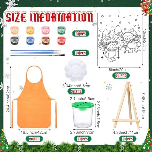 Sherr 140 Pcs 20 Set Pre Drawn Canvas Painting Kit, Christmas - Image 2