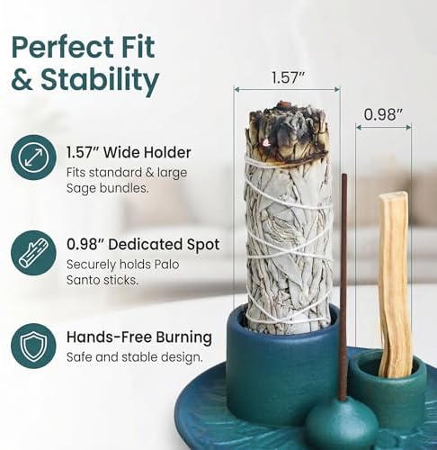 Ceramic Palo Santo and Sage Incense Holder, Blue - Image 2