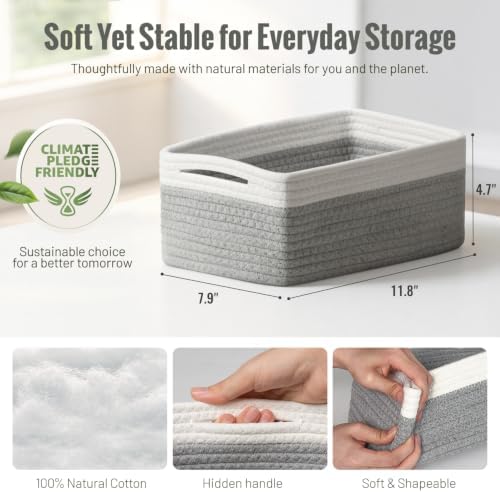 5 Pack Small Woven Storage Baskets for Shelves, Gift Baskets Empty - Image 3