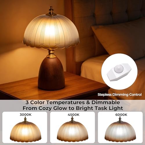 Small 13 Inch Dimmable Rubberwood Table Lamp - Image 7
