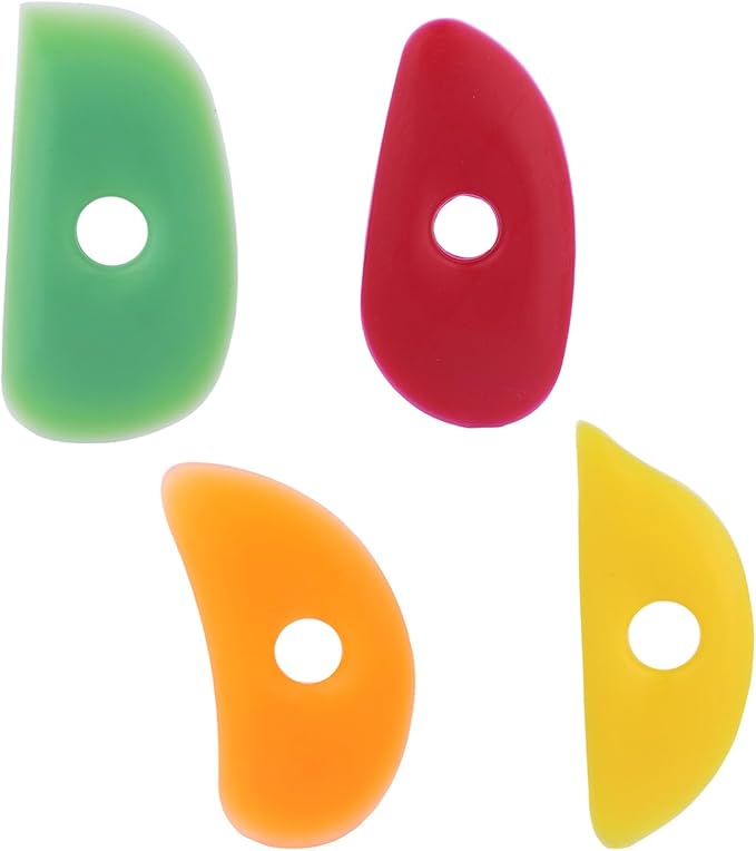 4pcs Pottery Ribs, 4 Styles Soft Silicone Colorful Pottery Trimming Rib Practical Ceramic Shaping Clay Tools Suitable for Shapes Sculpting & Trimming