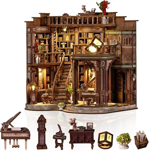 Premium Book Nook Kit, Dreamy Victorian Reading Hall Wooden Bookend with LED Lights, Elegant Luxury 3D Diorama, Aesthetic Home Decor Craft Gift for Women & Adult Collectors 14+ by Unknown