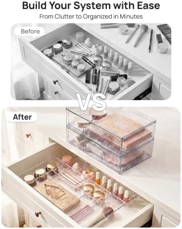 Vtopmart 12-Pack Clear Makeup Organizer Set with Drawer Organizer Bins - Image 6
