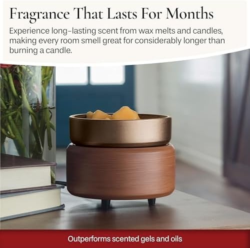 Candle Warmers ETC 2-in-1 Candle and Fragrance Warmer for Warming Scented Candles or Wax Melts and Tarts with to Freshen Room, Pewter Walnut - Image 4