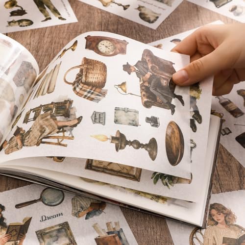 50 Sheets Precut Reading Journal Sticker Book, Vintage Scrapbook Kit - Image 5