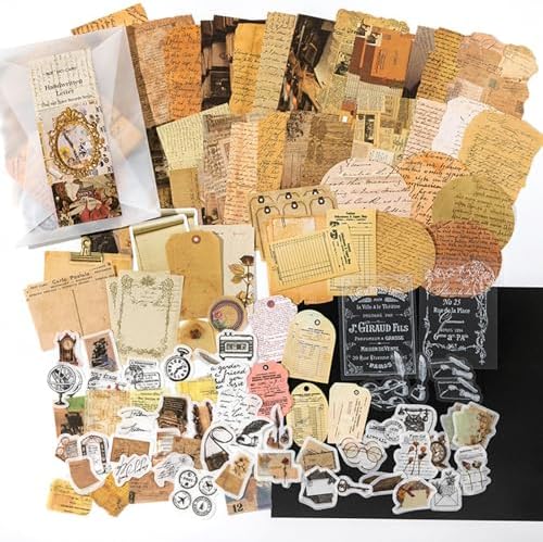 japleed 400PCS Vintage Journaling Scrapbooking Supplies Kit, Retro Aesthetic Decorative Ephemera Scrapbook Paper Stickers Material for Junk Journal Planner Diary Collage Art Craft Decoupage Album - Image 2