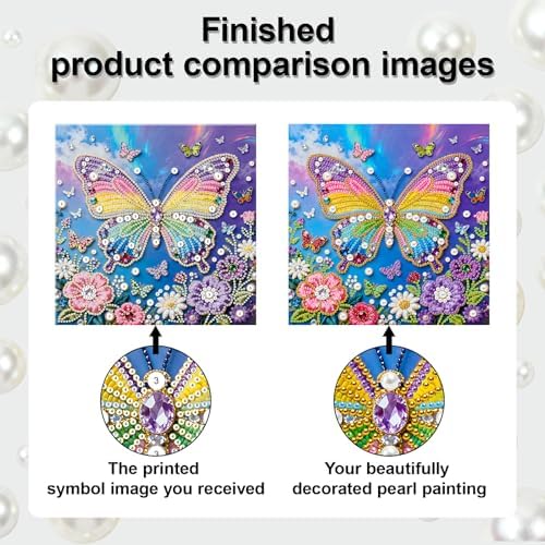 Xylzzuit Pearl Painting Kit with Frame All Inclusive 9.84x9.84IN DIY Gemstone Diamond Art Craft Supplies for Adults Beginners Craft Lovers Living Room Wall Desktop Decor Gift (Butterfly) - Image 7