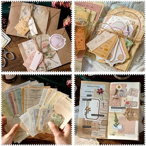 400Pcs Vintage Scrapbook Paper & Junk Journal Kit, Scrapbook Supplies Set by Unknown