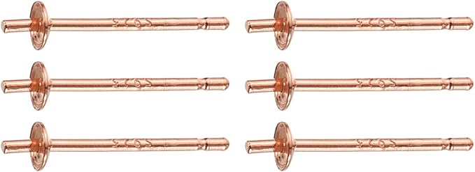 uxcell 3 Set 925 Sterling Silver Earring Posts, Pearl Cup Pad Earring Stud Blanks for DIY Earrings Jewelry Making Findings, Rose Gold Plated, 2.5mm/0.1" Cup Size