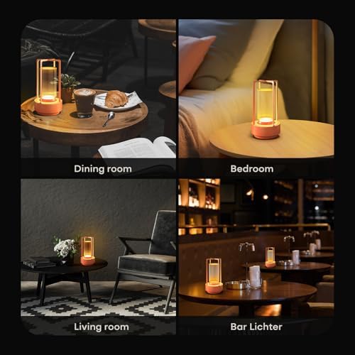 Rechargeable Cordless Small Metal Table Lamp, Stepless Dimming, 3-Color - Image 5