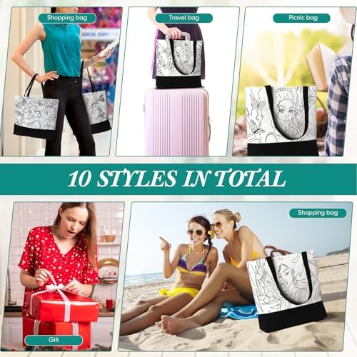 Locmeo 10 Set Paint and Sip Canvas Bags Pre Drawn Kit,Afro Queen - Image 5