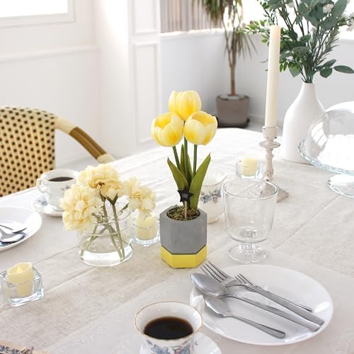 Cordless Flower Table Lamp, LED Battery Operated Portable Light, 2 AA Batteries Included, Bedroom Livingroom Home Decor Night Light, Korean Designer Floral Lamp, Yellow - Image 4