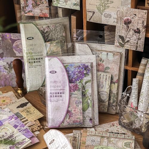 400PCS Vintage Scrapbook Paper Journaling Scrapbooking Supplies Kit Aesthetic Decorative Craft Paper Assorted for Bullet Junk Journals Card Making Craft DIY, Past Stories by Unknown
