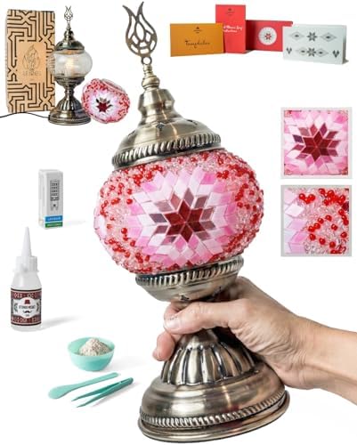 Ottoman Mosaics Turkish Mosaic Lamp Kit | DIY Art & Craft Project for Adults | Make Your Own Handmade Lamp (Pink) by Unknown