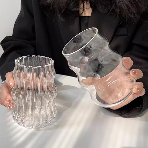 Vintage Ripple Glass Tumbler, 18 oz, Borosilicate Glass, Ripple, Open Top, General Use Cup - Image 2